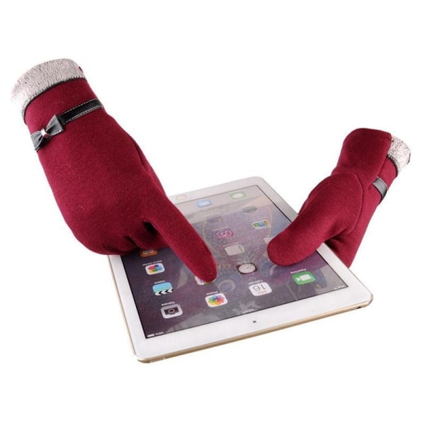 Fleece- ja rusettihanskat, joita käytetään Mobile touch iPadin k Red one size
