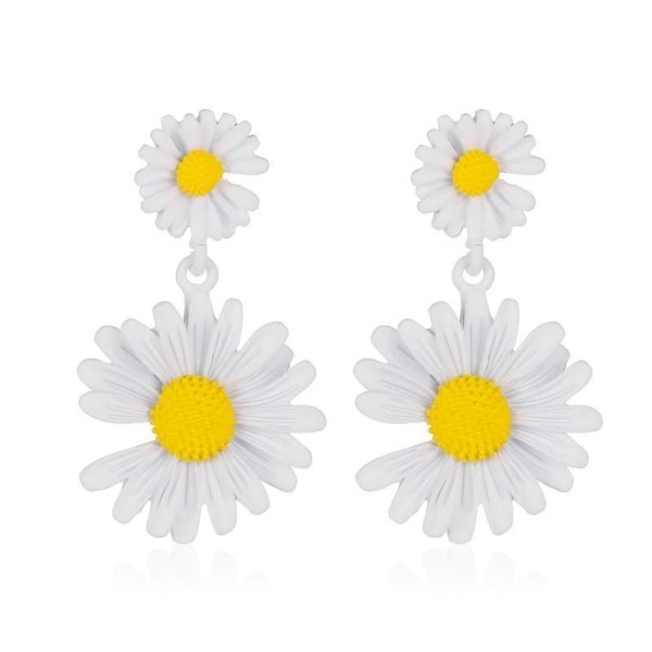 Sterling sølv daisy øreringe solsikke blomst flere farver White one size