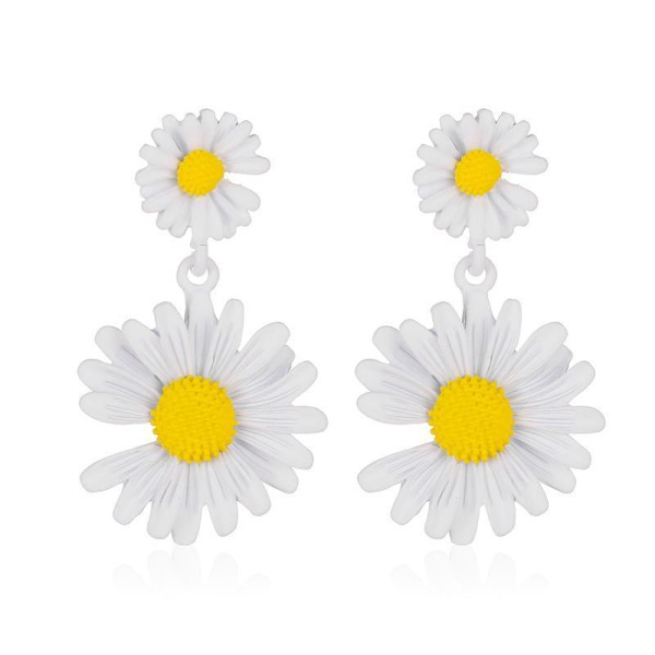 Sterling sølv daisy øreringe solsikke blomst flere farver White one size