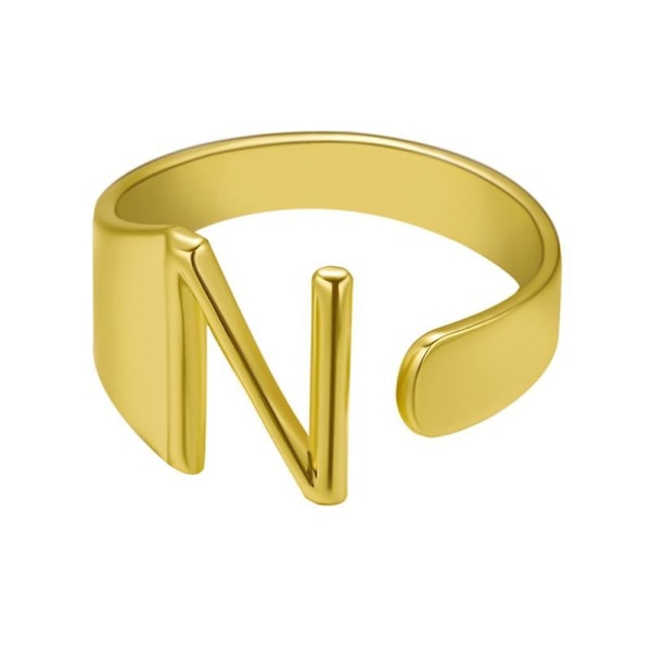 Guldpläterad ring med bokstäver minimalistisk justerbar Gold one size