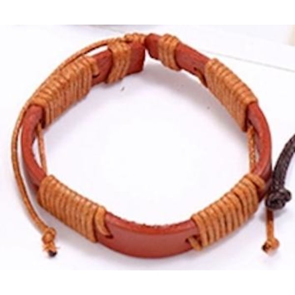Brun / orange armbånd i ægte læder med snørebånd Brown one size