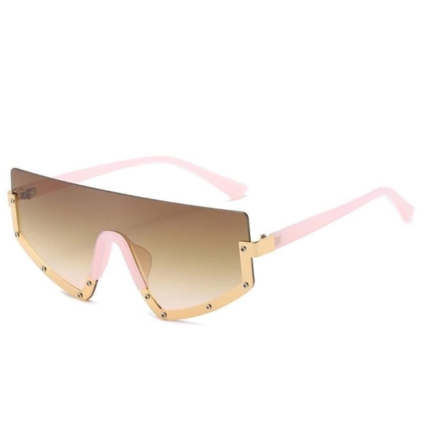 Sporty solbriller dame kule innfatninger rett metall vanntette Pink one size