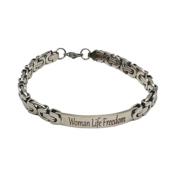 Armband rostfritt stål ''woman life freedom'' för män justerbart Silver one size