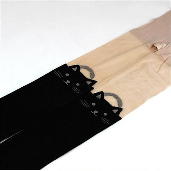 Søde nylon tights med katte foran anime pige Black one size