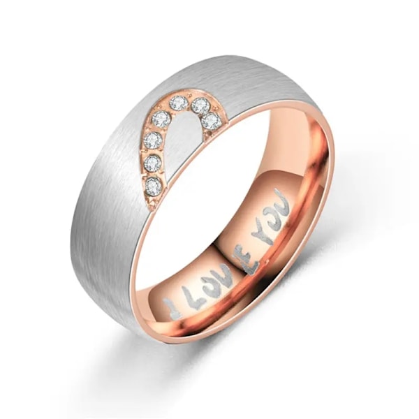 Matchende ringe til par med hjerter '' I love you '' rhinsten Gold one size