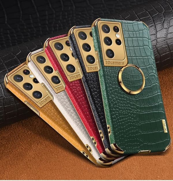 Luksuriøst stilfuldt case Samsung Galaxy S20 Plus med ringstativfunktion Guld Black one size