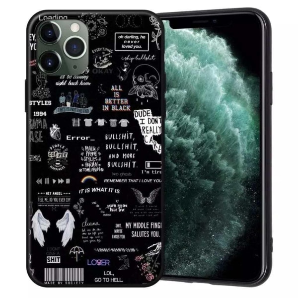 iPhone 13, Pro og Max deksler med sitater, tekst, englevinger sv Black one size