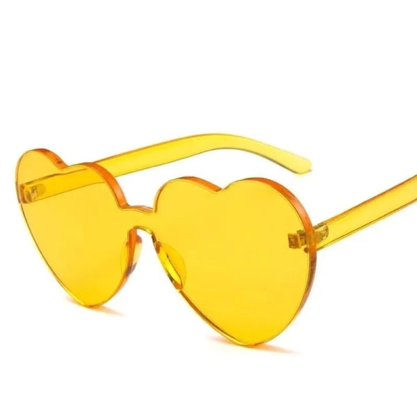 Retro hjerteformede solbriller oversized UV400 for kvinner Yellow one size