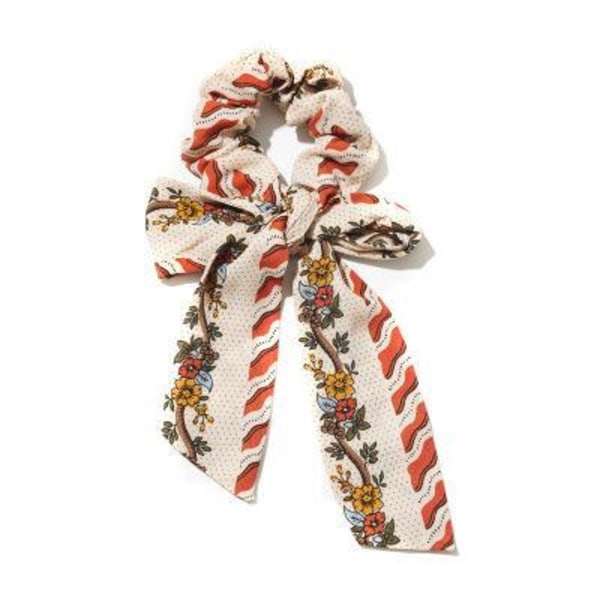 Klassisk Scrunchie sløyfe vintage print blomsterbånd farger MarineBlue Marine blue