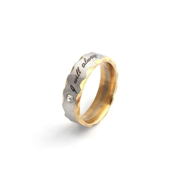 Ring silver &amp; guld ''I will always be with you'' unisex gåva Gold one size