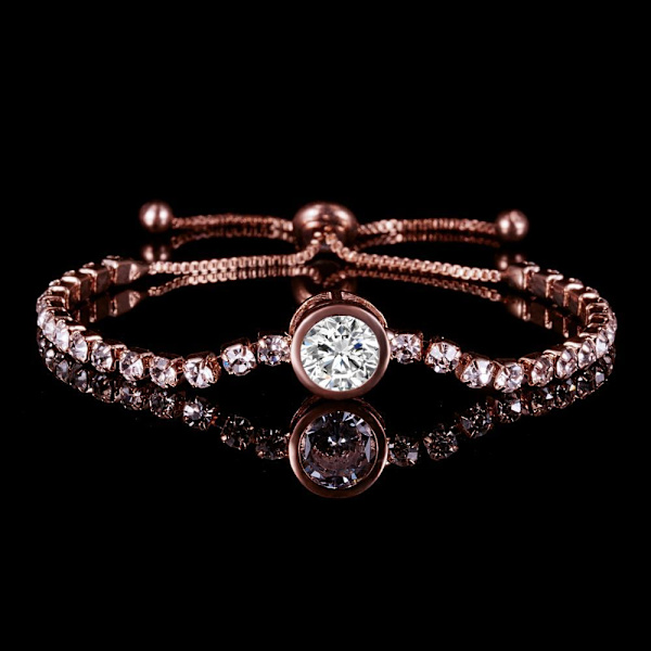 Kaunis rannekoru zirkonilla, ylellinen lahja 18k kullattu Pink gold one size