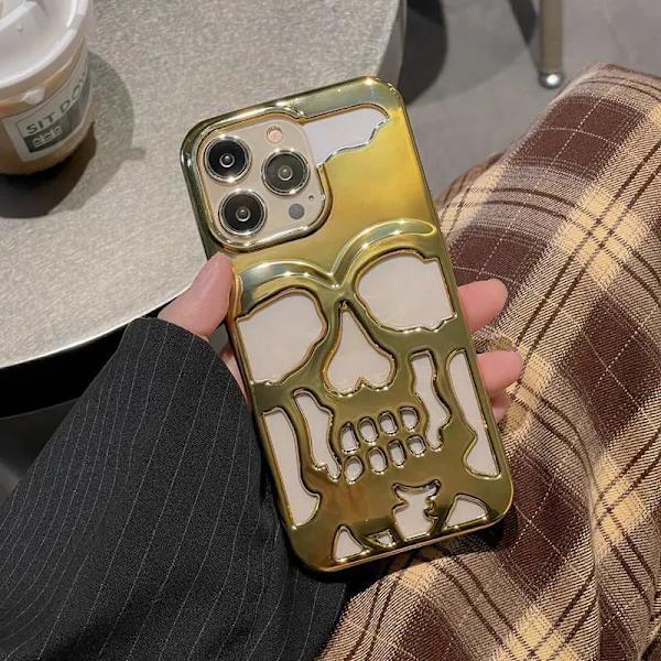 Metalliskt Skelett Mobilskal för iPhone 14 - Premiumskydd med Cool Design Guld one size
