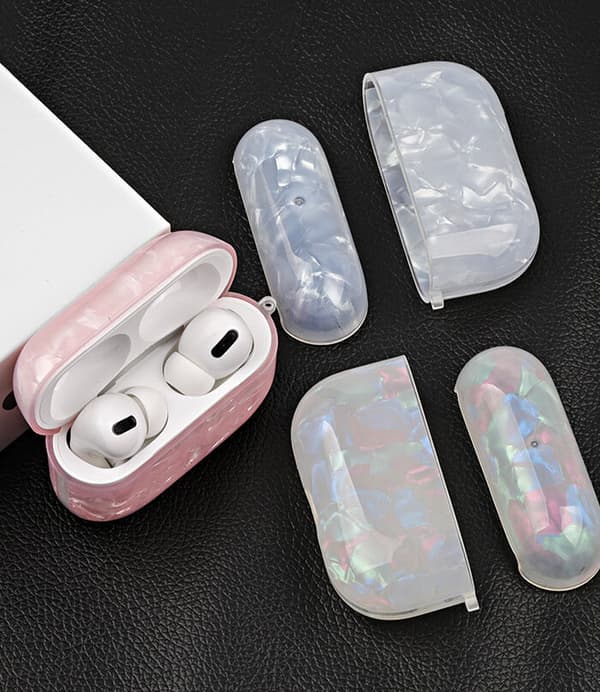 Airpods Pro Case i syntetisk perlemor med krog Silver one size