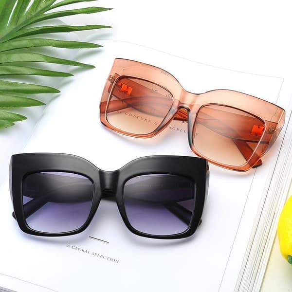 Oversized cateye solbriller UV400 Brown one size