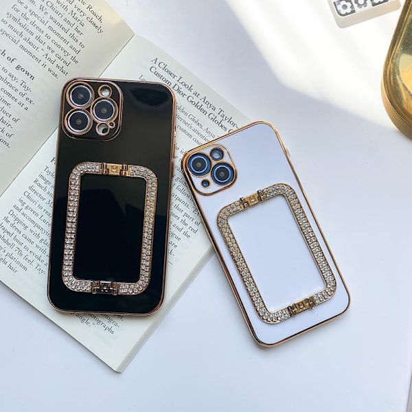 iPhone 13 Pro-kotelon kahva, jossa on strassitimanttijalusta musta valkoinen pinkki Black one size