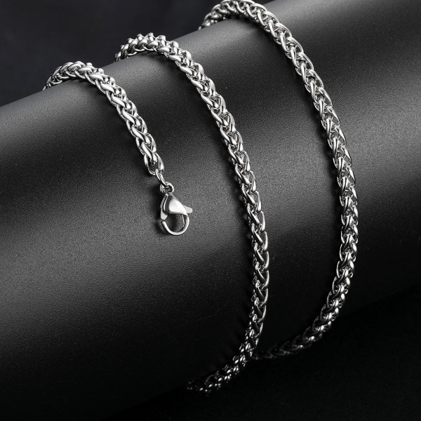 Luksuriøst titanium armbånd til mænd punk + halskæde Silver one size