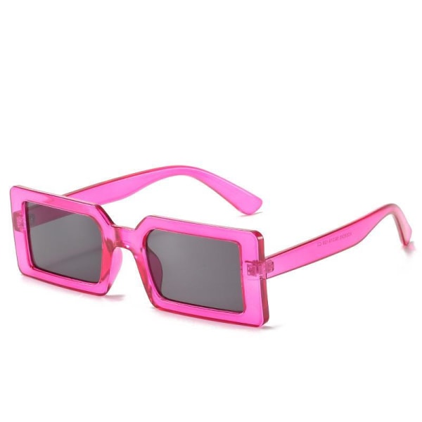 Trendy solbriller med rektangulære rammer i lyserød sort Pink one size