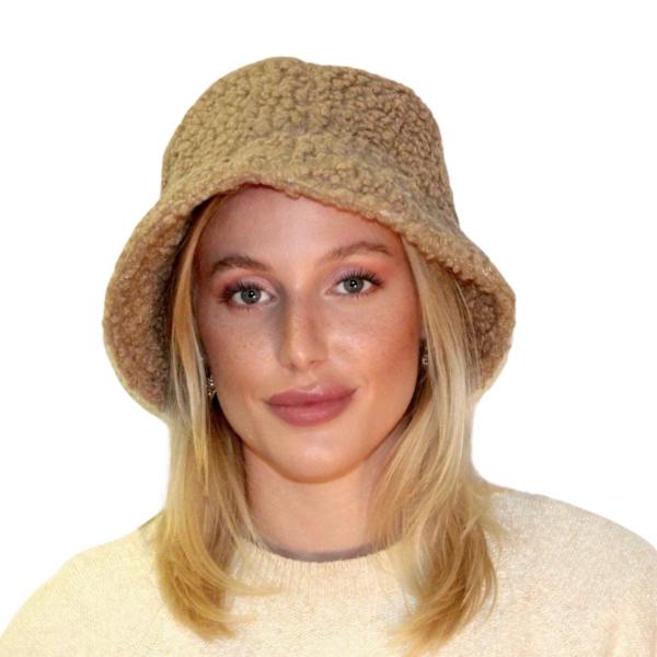 Varm fiskehatt ull plysch mössa hatt unisex teddymaterial Beige one size