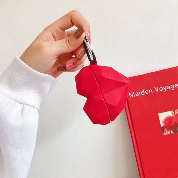 Hjärtformat Stötsäkert Skal till Airpods Pro 3D rött hjärta Röd one size