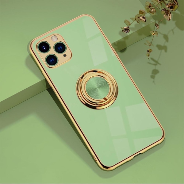 Lyxigt Stilrent Mobilskal iPhone11 Pro med ring ställ-funktion G Ljusgrön one size