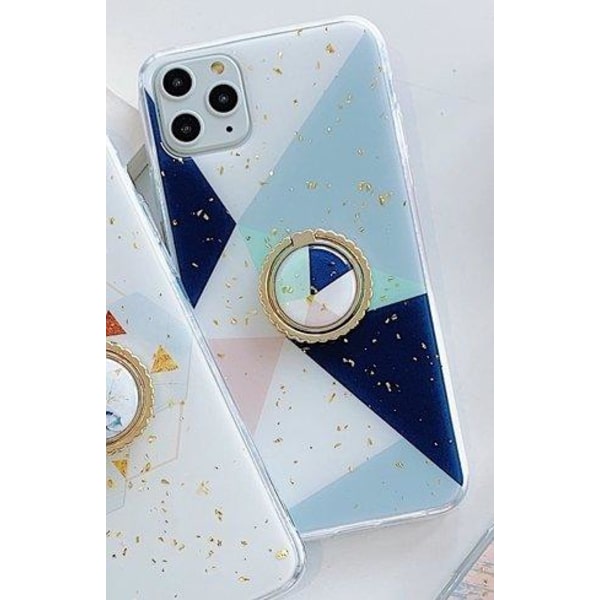 iPhone11 Pro skal geometriska former mönster guldflingor ring Blå one size