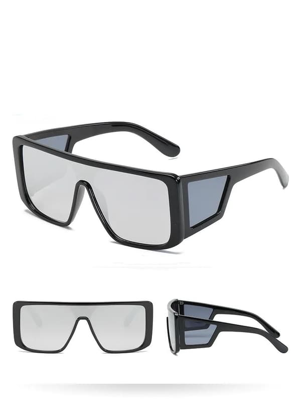 Unikke sorte solbriller med 4 glas UV400 Black one size