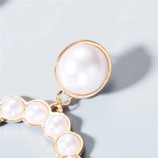 Pärlklädda Örhängen med Stora Ringar, Elegant för Speciella Tillfällen Rosa guld one size