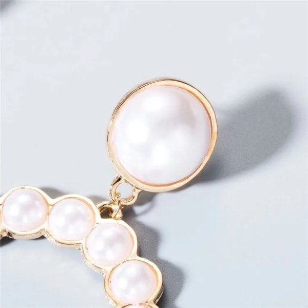 Perle ørestikker med store ringe, elegante til særlige lejlighed Pink gold one size