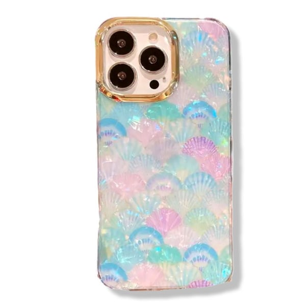 Luksus Designer Case iPhone 14 Plus Mobil Case Mother of Pearl S Blue