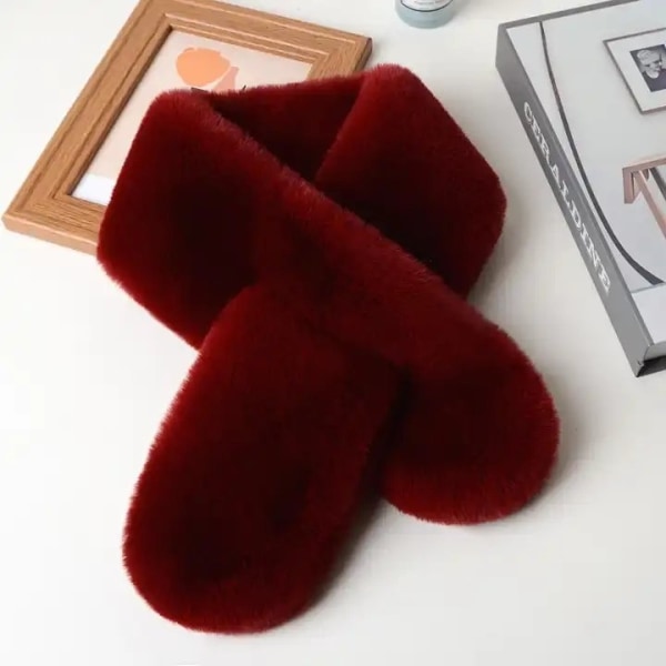 Halsduk med fuskpäls i flera färger leopard rosa vit grå WineRed one size
