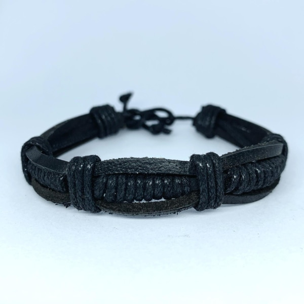 Unikt håndlavet armbånd til mænd i brunt og sort læder Black one size