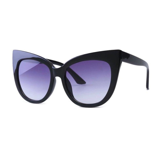 Stora svarta cateye solglasögon UV400 lila glas Svart one size