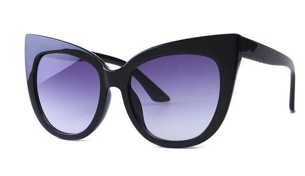 Store sorte cateye solbriller UV400 lilla glas Black one size