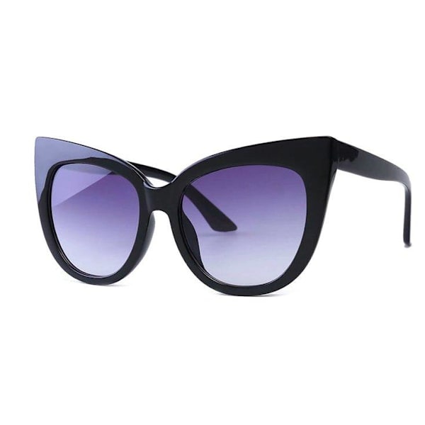 Suuret mustat cateye-aurinkolasit UV400 violetti lasi Black one size