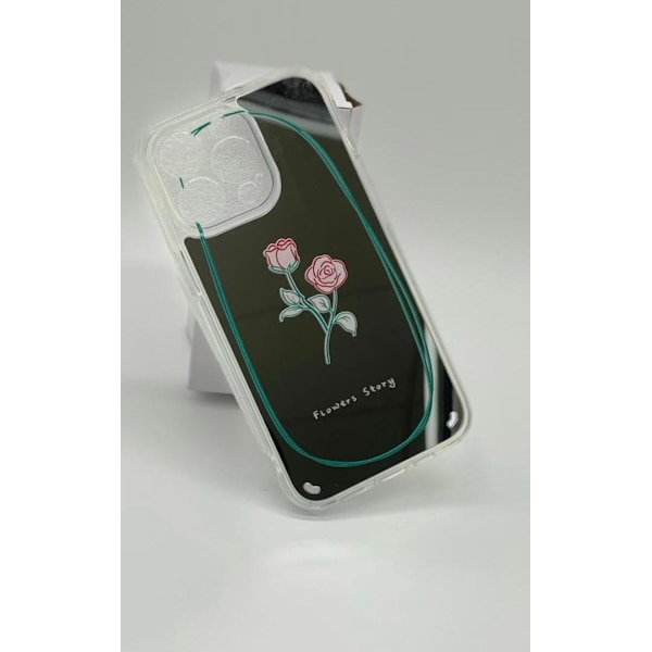 iPhone 13, Pro & Max aurora ruusu peililasikukalla Silver one size