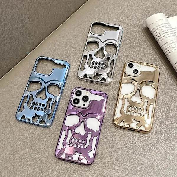 Metallic Skeleton Mobile Cover til iPhone 14 Plus - Premium besk Silver one size