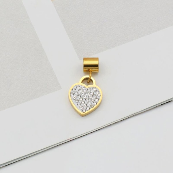 Halsband med hjärta i strass diamanter med kedja gåva kärlek Guld one size