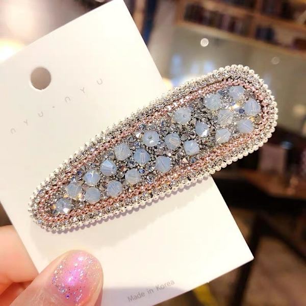 Käsintehdyt hiusnauhat kangasta helmillä, strassilla ja timanteilla Blue one size