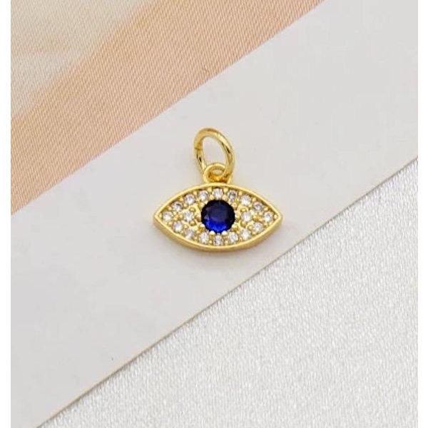 Kullatut korut, joissa nazar-kaiverrettu kuvio ja värillinen pupilli Gold one size