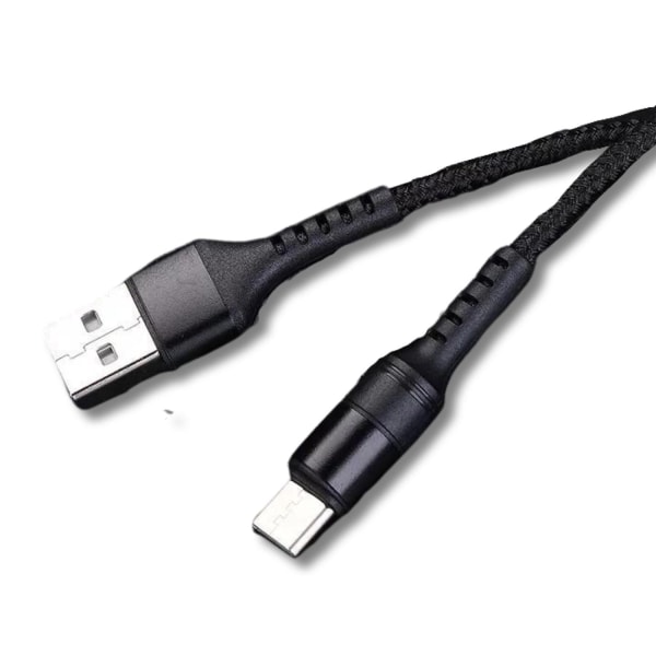 Flettet nylonoplader USB-C uforgængelig ubrydelig 5A samsung iPa Black one size