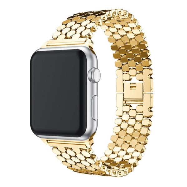 Apple Watch Klockarmband fiskfjäll metall rostfritt stål 42/44/4 Gold Gold