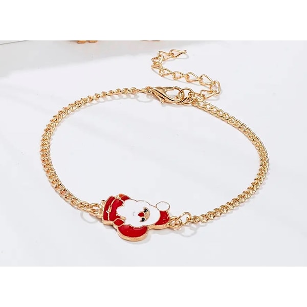 Smuk sjovt armbånd måne med julemand og sæk Gold one size