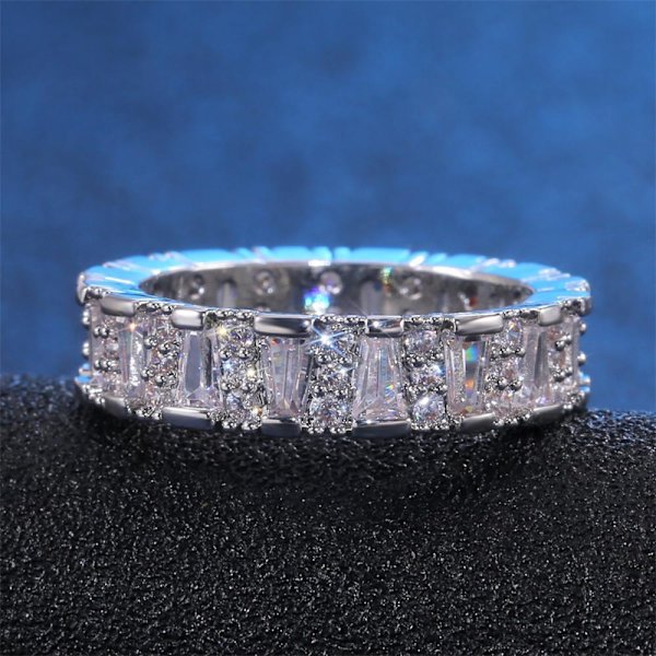 Håndlavet 925 sølvbelagt ring med zirkon til diamant til kvinder Silver one size