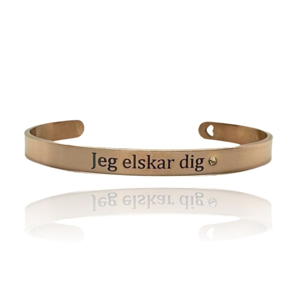 Armband ''Jeg elsker dig'' med hjärta sten valentines dag danska Rosa guld one size