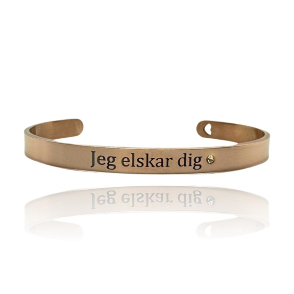 Bracelet ''Jeg elsker dig'' with heart stone valentine's day danish Pink gold one size