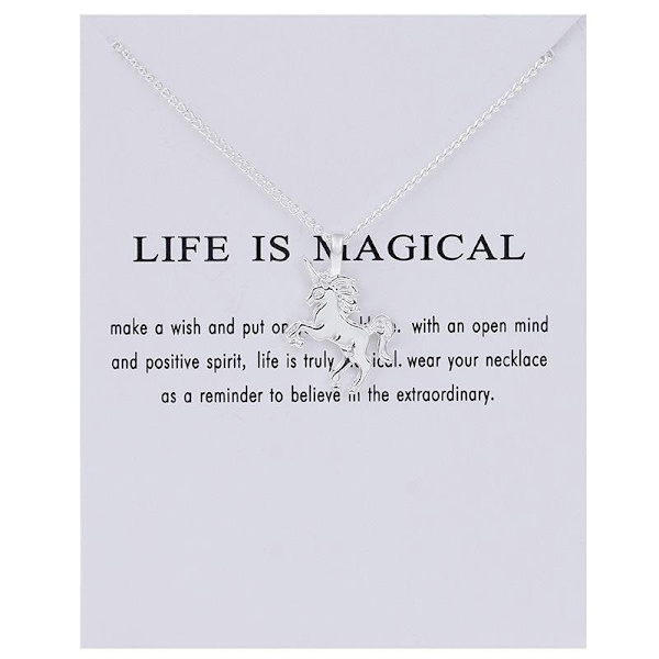 Elämä on maaginen - kaulakoru 18K kullattu hopeoitu lahja yksisarvinen Silver one size