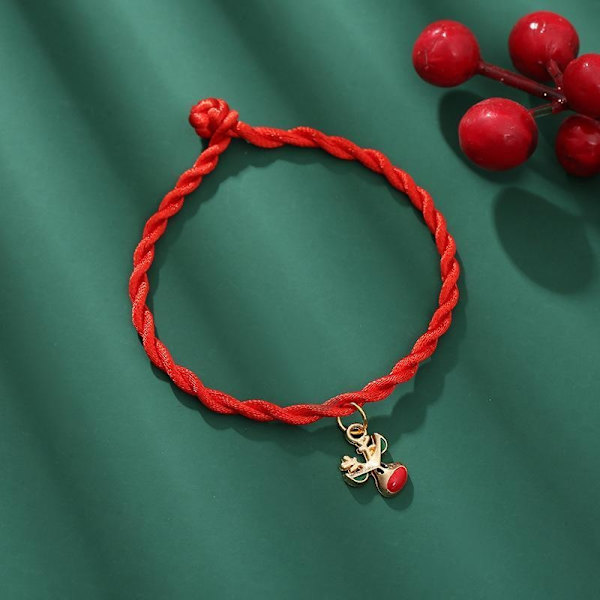Handgjorda vävda armband med julmotiv röd snö gran Red one size