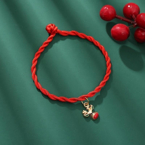 Håndlavede vævede armbånd med julemotiver rød snegran Red one size