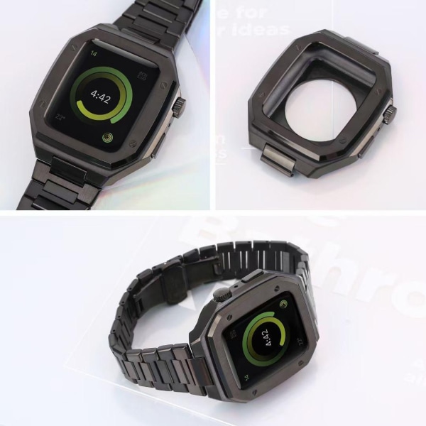 Noorzai S - Apple Watch 7 Luksus urkasserem flere farver justerb Black Black