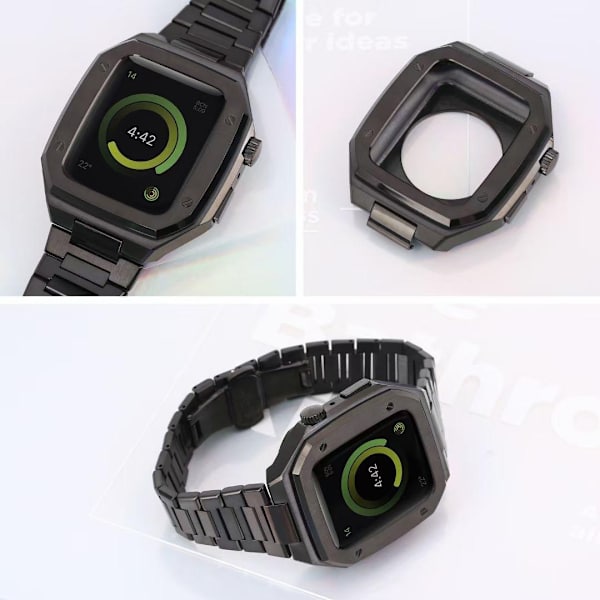 Noorzai S - Apple Watch 7 Lyxfodral band flera färger justerbar Black Black